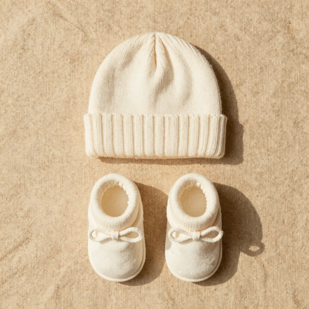 Soft Knitted Booties and Beanie Set